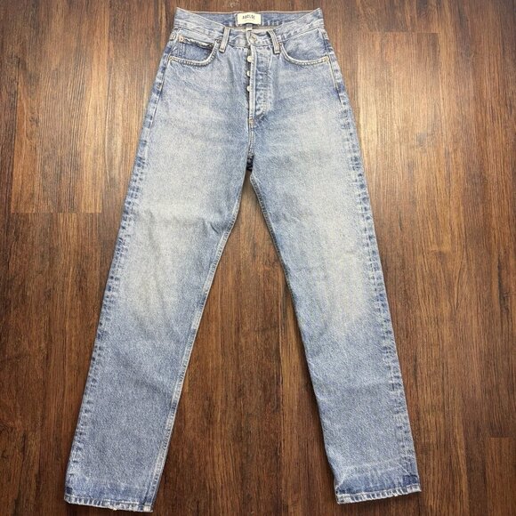 Agolde Jeans High Rise Straight Button Fly Light Wash Women’s Size 23 - Picture 1 of 11